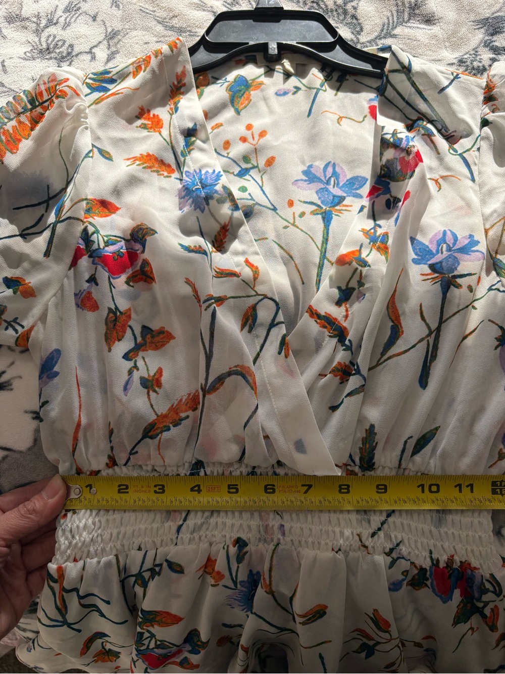 Maje White High-Low Floral Ruffle Dress with Blue & Orange Print spring/summer - Picture 10 of 10